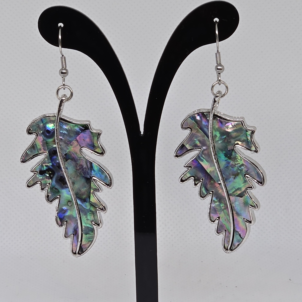Faux Abalone Leaf Earrings